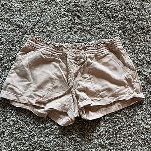 baby pink linen shorts